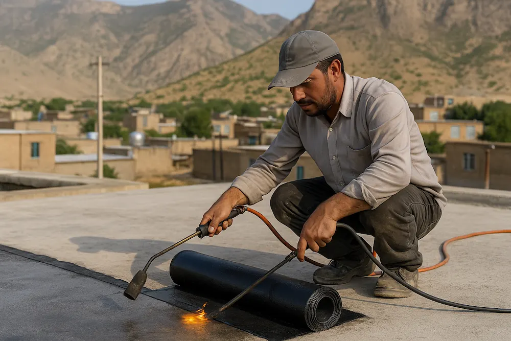 مرحله اجرا و نصب ایزوگام در الیگودرز