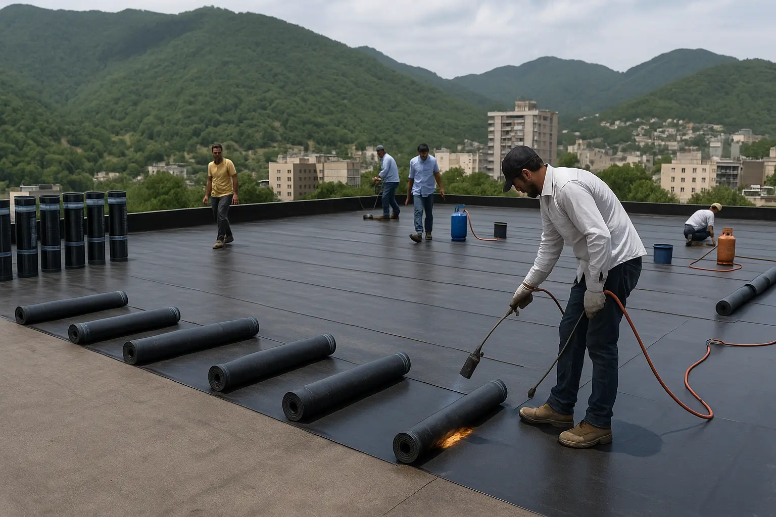 نصب حرفه ا ی آسفالت پشت بام با اصالت کالا