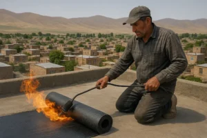 تصویر نصب ایزوگام در آبی بیگلو