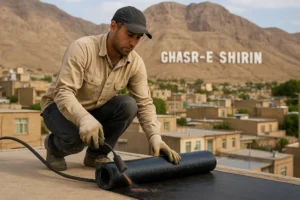 تصویر نصب ایزوگام در قصر شیرین