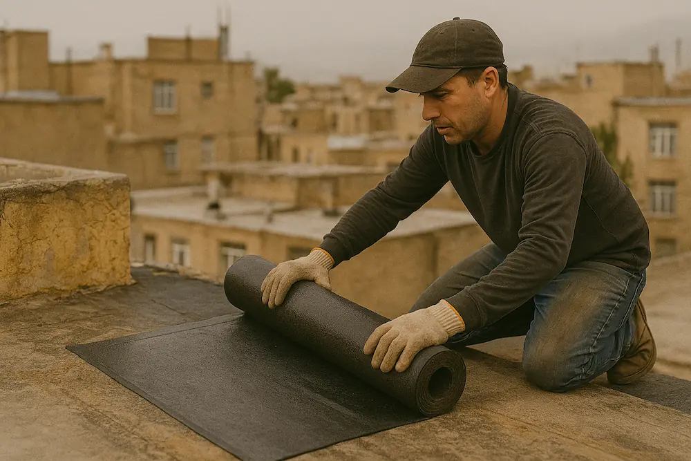 تصویر نصب ایزوگام در سنندج برای پشت بام های قدیمی